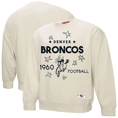 Women's Mitchell & Ness Cream Denver Broncos Plus Shooting Star Sweatshirt