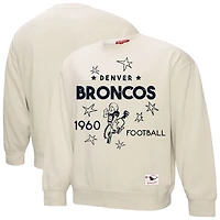 Sweat-shirt Mitchell & Ness crème Denver Broncos grande taille pour femme avec motif étoile filante