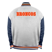 Veste en satin blanc à boutons-pression pour femme Mitchell & Ness Denver Broncos Throwback, grande taille