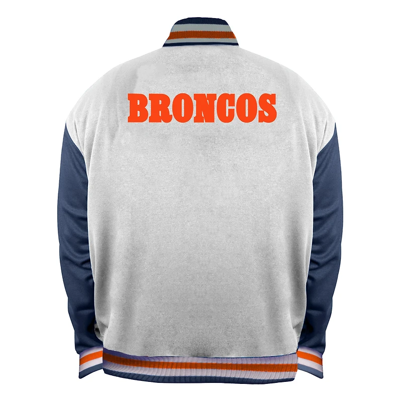 Women's Mitchell & Ness White Denver Broncos Throwback Plus Full-Snap Satin Jacket