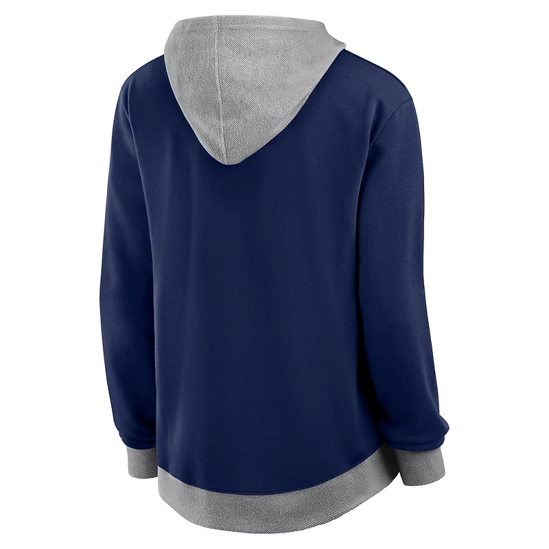 Women's  Navy Denver Broncos Hit It French Terry Full-Zip Hoodie