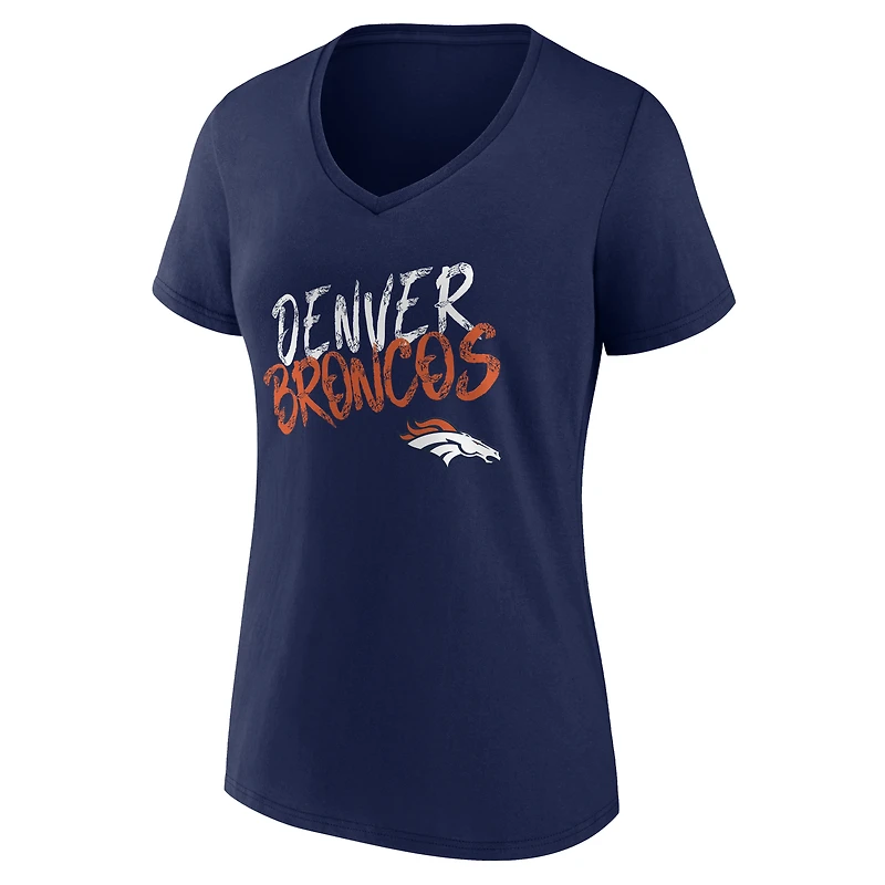 Women's Navy Denver Broncos Hustle Personalized Name & Number V-Neck T-Shirt