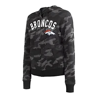 Sweat à capuche zippé noir Denver Broncos New Era pour femme