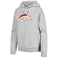 Sweat à capuche motif floral raglan gris Denver Broncos New Era pour femme