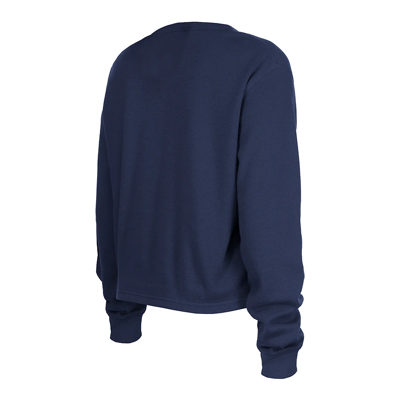 Women's New Era Navy Denver Broncos Sport Night Thermal Long Sleeve Cropped T-Shirt