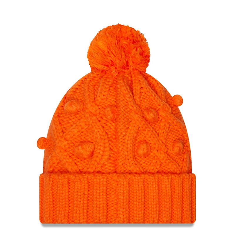 Bonnet en tricot à revers Toasty des Broncos de Denver New Era orange pour femme avec pompon
