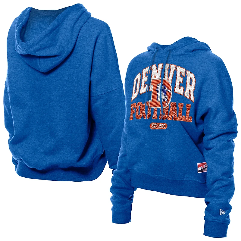 Sweat à capuche boxy rétro New Era Royal Denver Broncos pour femme