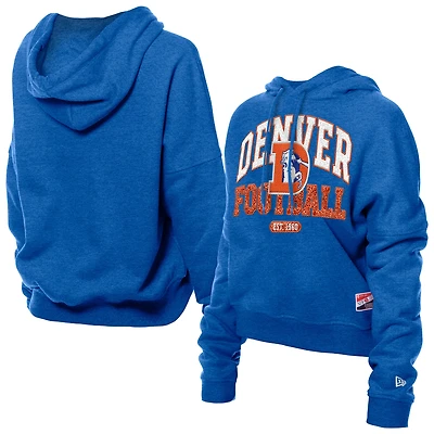 Sweat à capuche boxy rétro New Era Royal Denver Broncos pour femme