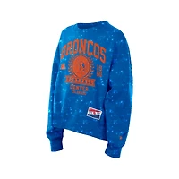 Women's New Era  Royal Denver Broncos Throwback Oversized Boxy Sweatshirt