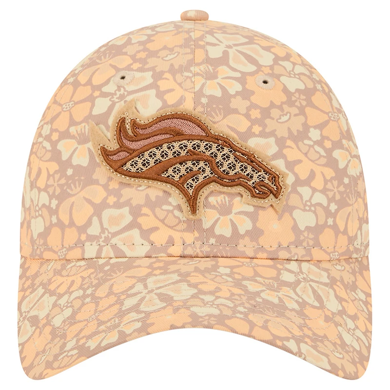 Women's New Era  Tan Denver Broncos Floral 9TWENTY Adjustable Hat
