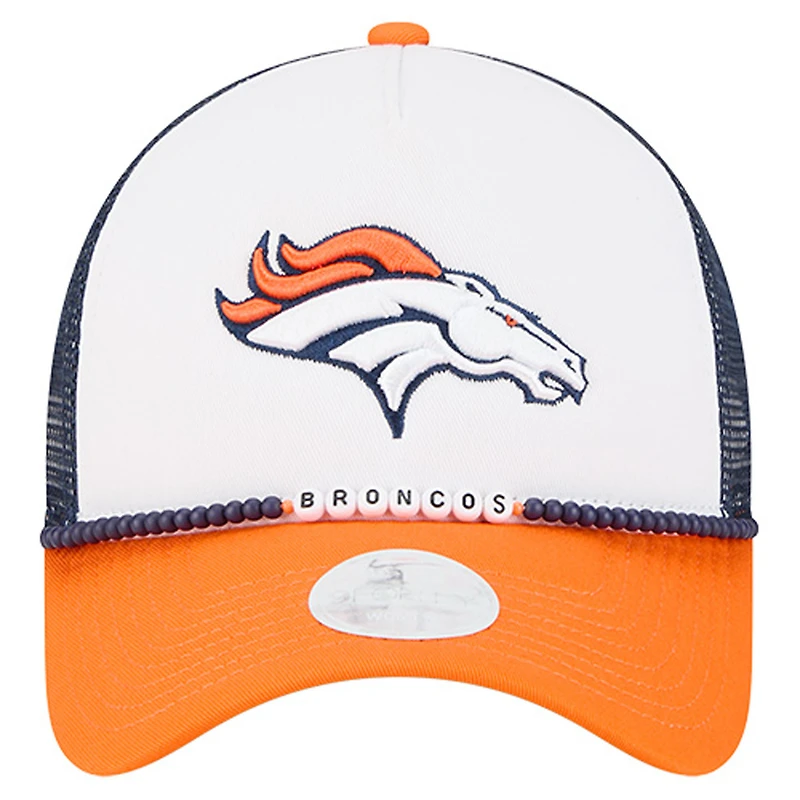 Women's New Era White/Orange Denver Broncos Friendship Bracelet 9FORTY Adjustable Hat
