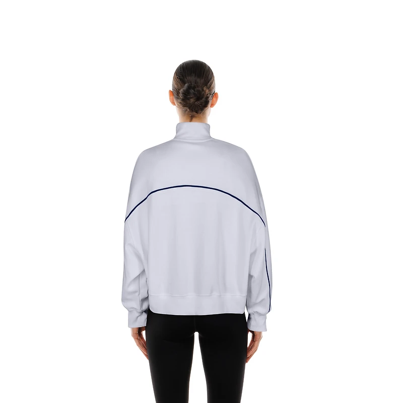 Sweat-shirt fonctionnel à fermeture éclair quart de tour New Era Denver Broncos blanc pour femme