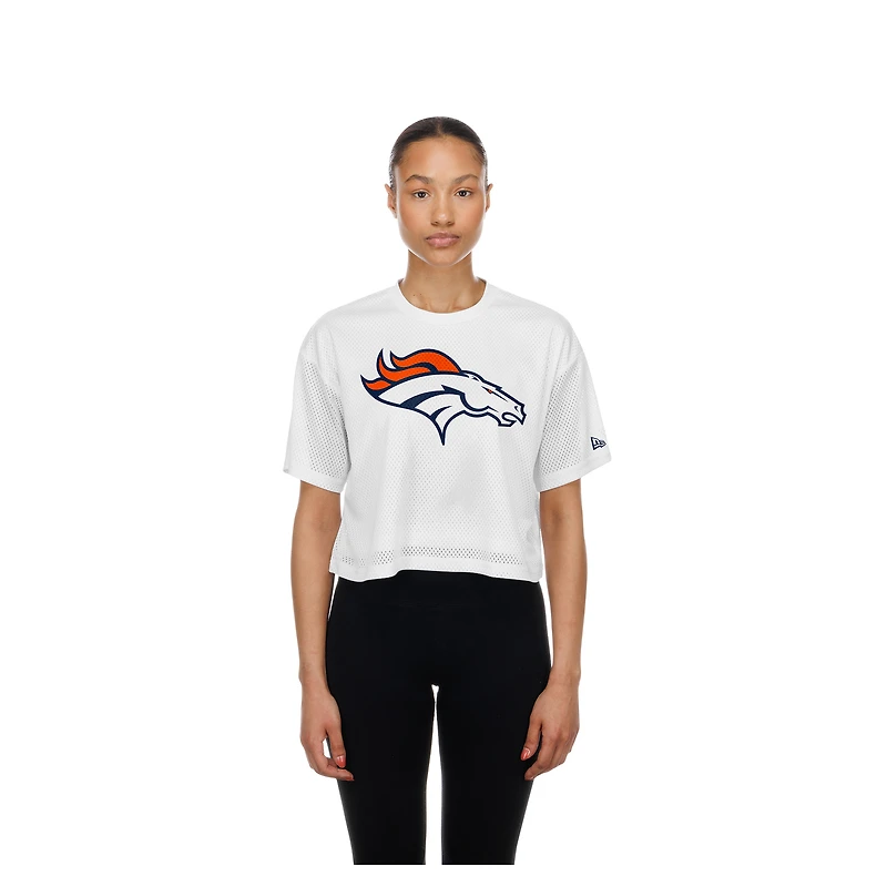 T-shirt court en maille pour femme New Era Denver Broncos blanc