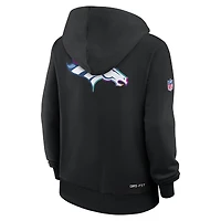 Sweat à capuche Nike noir Denver Broncos 2025 NFL Crucial Catch Sideline Standard Issue Dri-FIT pour femme