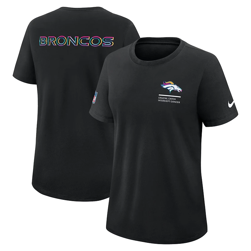 T-shirt Nike noir Denver Broncos 2025 NFL Crucial Catch Tri-Blend Dri-FIT pour femme