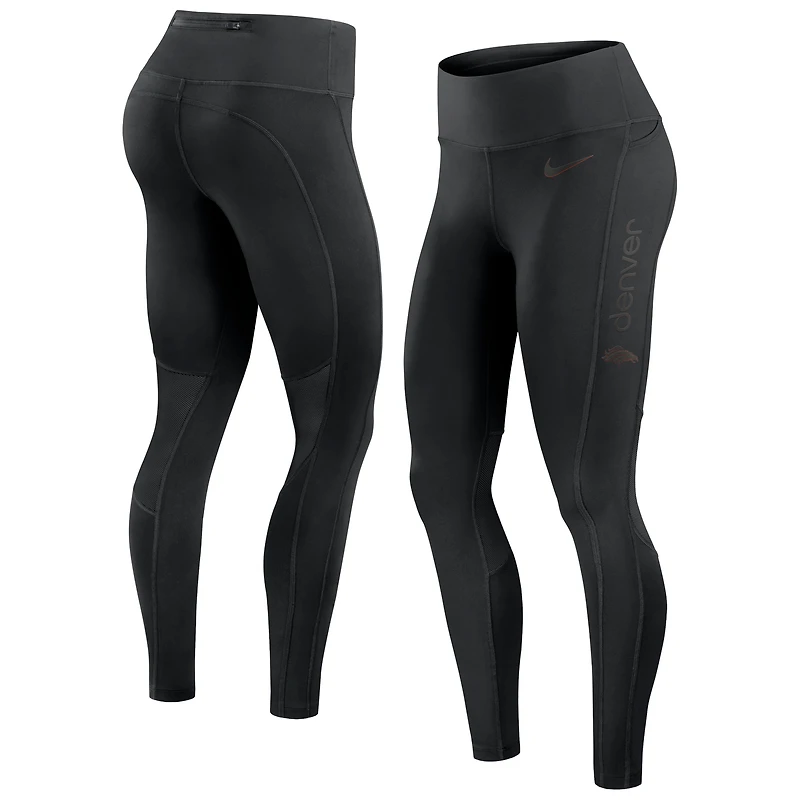 Legging Nike noir Denver Broncos Edge Wordmark Dri-FIT pour femme