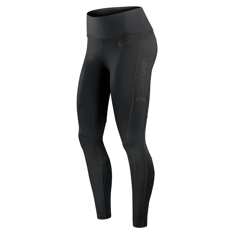 Women's Nike Black Denver Broncos Edge Wordmark Dri-FIT Leggings