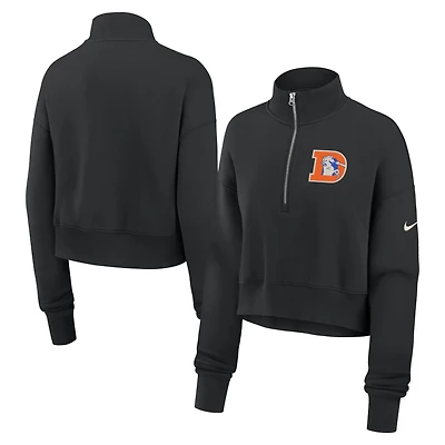 Women's Nike Denver Broncos Legacy Phoenix Fleece Cropped Half-Zip Sweatshirt