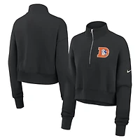 Women's Nike Denver Broncos Legacy Phoenix Fleece Cropped Half-Zip Sweatshirt