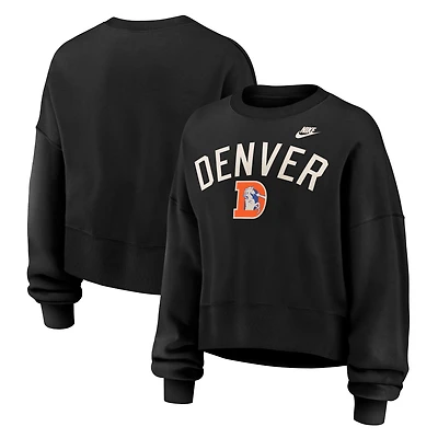 Sweat-shirt polaire Nike Natural Denver Broncos pour femme, coupe oversize, taille haute, Legacy Arch Phoenix