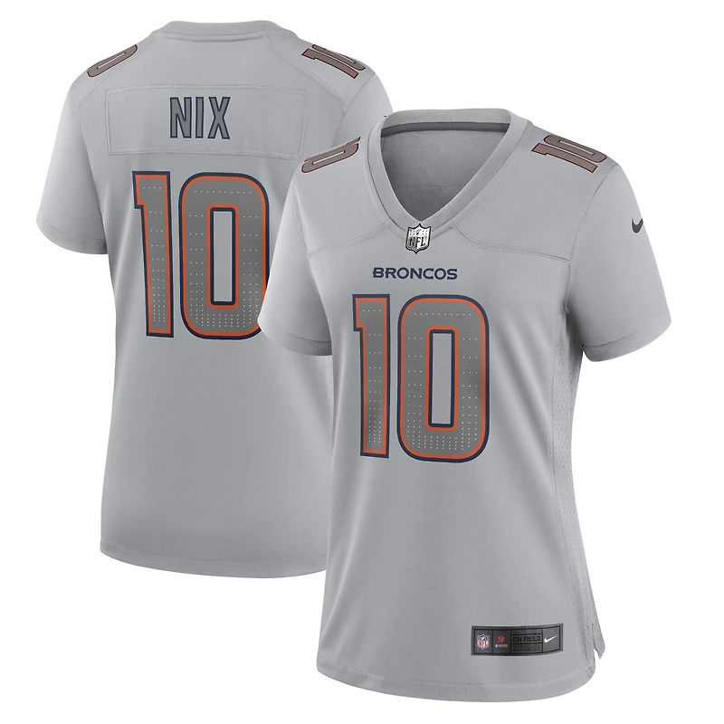 Maillot de match Nike Bo Nix gris Denver Broncos pour femme