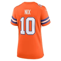 Maillot Nike Bo Nix Orange Denver Broncos Mile High Collection 1977 Throwback Player Game pour femme