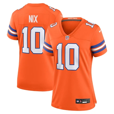 Maillot Nike Bo Nix Orange Denver Broncos Mile High Collection 1977 Throwback Player Game pour femme