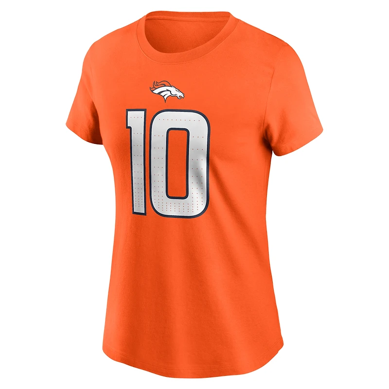 T-shirt Nike Bo Nix Orange Denver Broncos avec nom et numéro pour femme