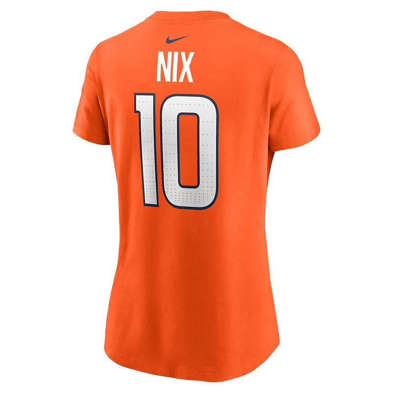 T-shirt Nike Bo Nix Orange Denver Broncos avec nom et numéro pour femme