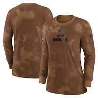 T-shirt à manches longues Salute To Service pour femme Nike Denver Broncos marron