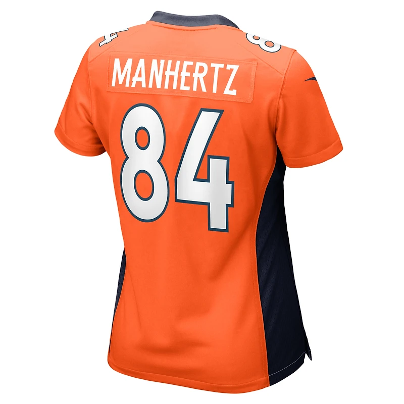 Maillot de joueur match Nike Chris Manhertz Denver Broncos pour femme, orange