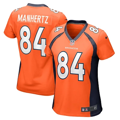 Maillot de joueur match Nike Chris Manhertz Denver Broncos pour femme, orange
