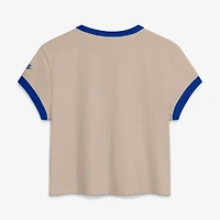 Women's Nike Cream Denver Broncos Rewind Ringer Mod Cropped T-Shirt