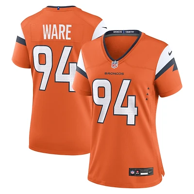 Maillot de match retiré l'équipe Nike DeMarcus Ware orange des Broncos Denver pour femmes