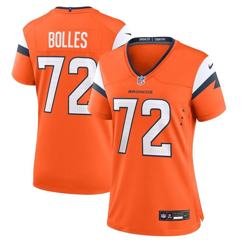 Maillot de match Nike Garett Bolles Orange Denver Broncos pour femme