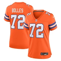 Maillot Nike pour femme Garrett Bolles Orange Denver Broncos Mile High Collection 1977 Throwback Player Game