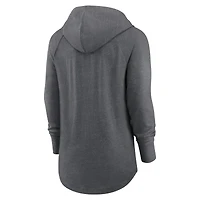 Women's Nike Heather Charcoal Denver Broncos Raglan Funnel Neck Pullover Hoodie