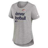T-shirt Nike gris chiné Denver Broncos Team Shout-Out Tri-Blend pour femme