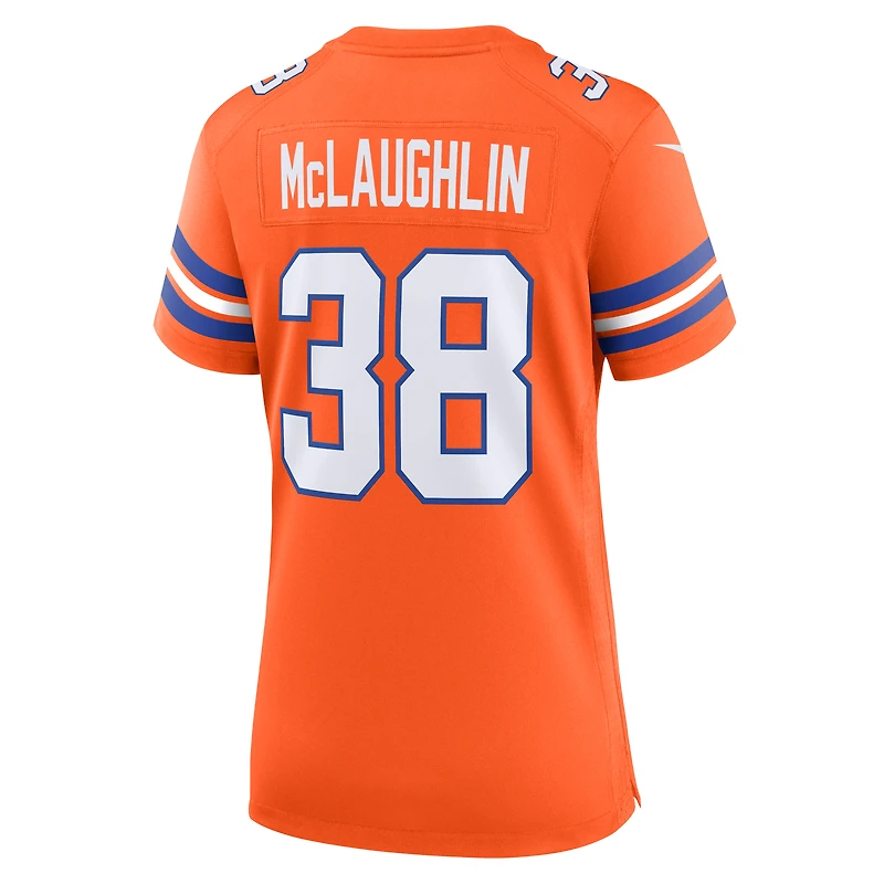 Maillot Nike Jaleel McLaughlin Orange Denver Broncos Mile High Collection 1977 Throwback Player Game pour femme