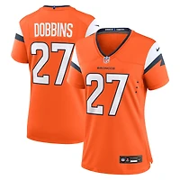 Maillot Nike J.K. Dobbins orange des Denver Broncos pour femme