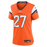 Maillot Nike J.K. Dobbins orange des Denver Broncos pour femme