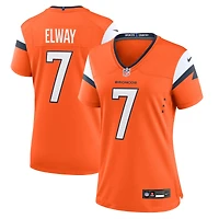 Maillot de match Nike John Elway orange Denver Broncos pour femme, commémorant la retraite d'un joueur.