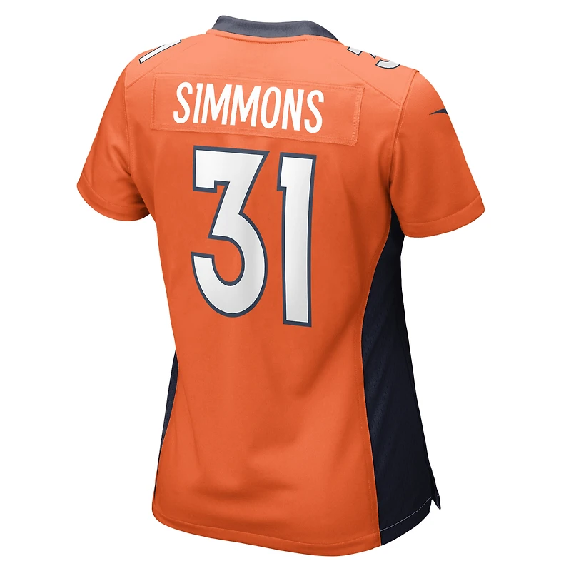Women's Nike Justin Simmons Orange Denver Broncos Game Jersey