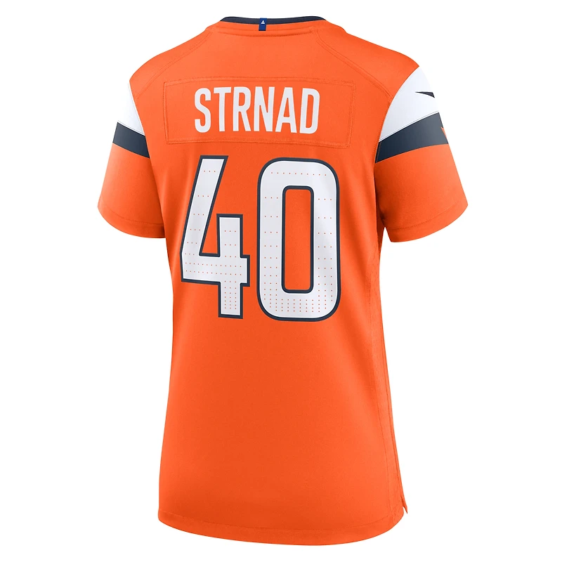 Maillot de match Nike Justin Strnad Orange Denver Broncos pour femme