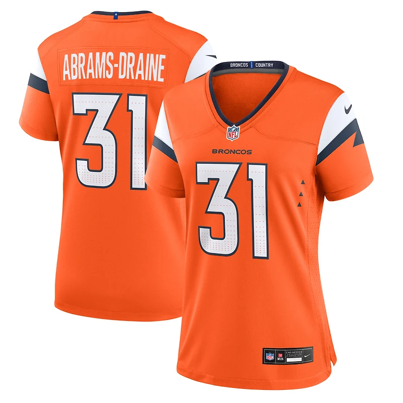 Maillot de match Nike Kris Abrams-Draine Orange Denver Broncos pour femme