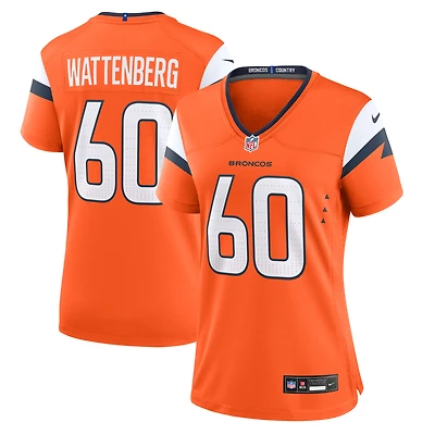 Maillot de match Nike Luke Wattenberg orange Denver Broncos pour femme