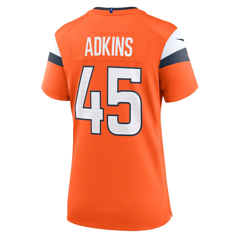 Maillot de match Nike Nate Adkins Orange Denver Broncos pour femme