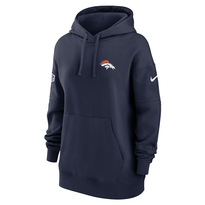 Women's Nike Navy Denver Broncos 2023 Sideline Club Fleece Pullover Hoodie