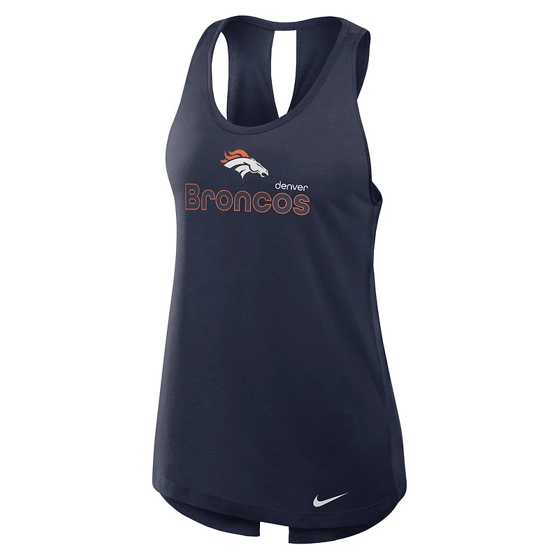 Débardeur Nike Denver Broncos Crossback Performance bleu marine pour femme
