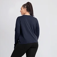 T-shirt à manches longues Nike pour femmes, bleu marine, Denver Broncos, Modest Crop Performance